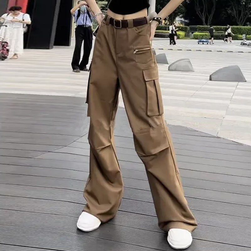 Free shipping dopamine coffee overalls women's summer fried street tall and thin casual wide-leg pants trousers