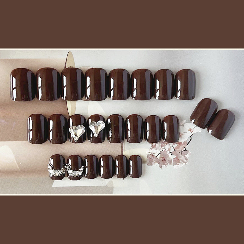 流心黑巧穿戴甲红棕指甲贴片香槟美甲片半手工假指甲重工美甲贴片