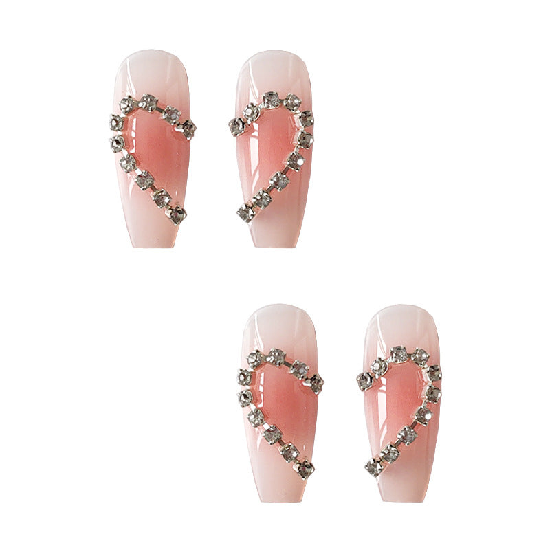 初恋腮红链条穿戴甲美甲贴片指甲贴片可拆假指甲穿戴美甲成品甲片