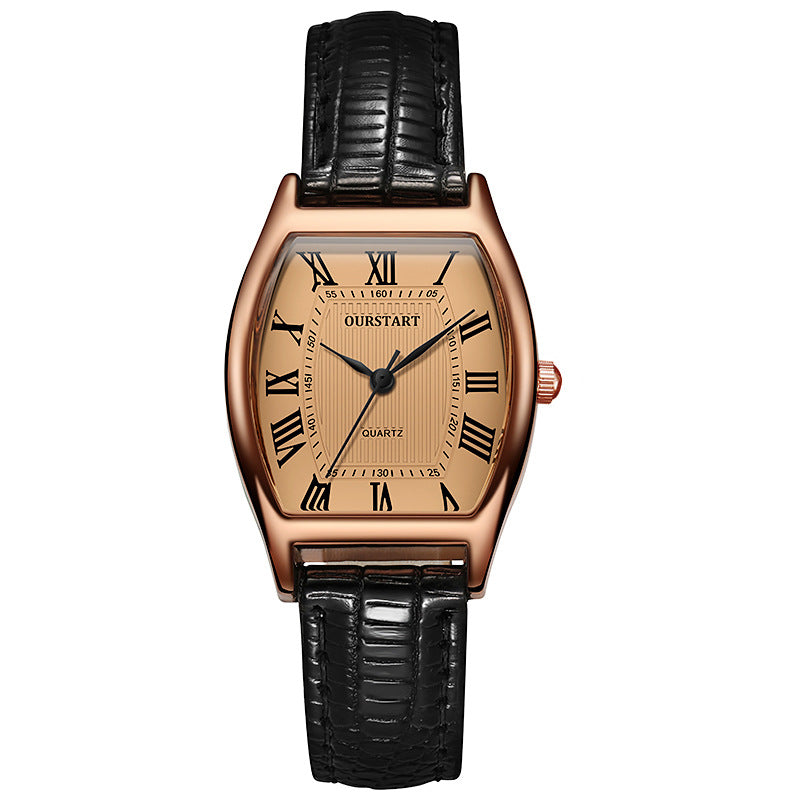 Fashion women's watchFactory Direct Sales Retro Watch Women's Wholesale Hot Cross-Border Live Broadcast Tonneau Quartz Belt Watch Women's Watch