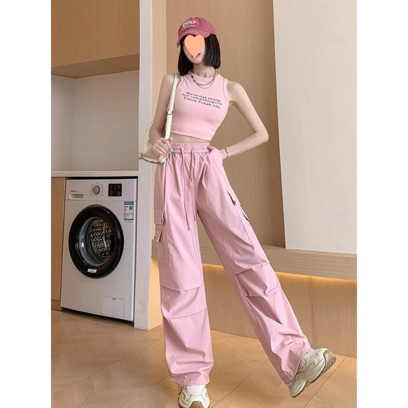 Free shipping  women's high waist new thin loose and thin can tie feet leisure sports pants
