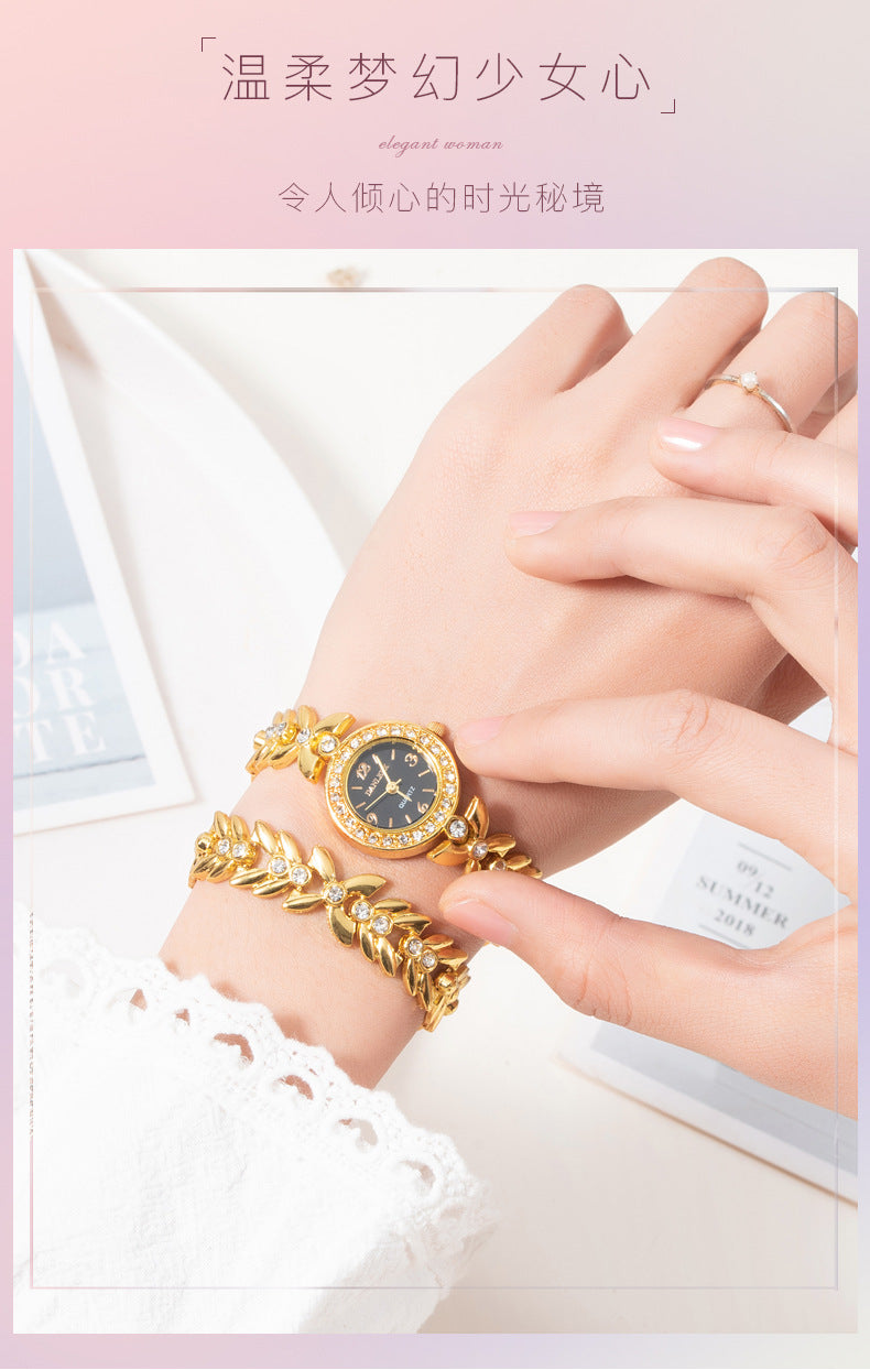 Women's fashion watch 时尚潮流女士时装表 欧式流行典雅石英手表女水钻手链带腕表 5776