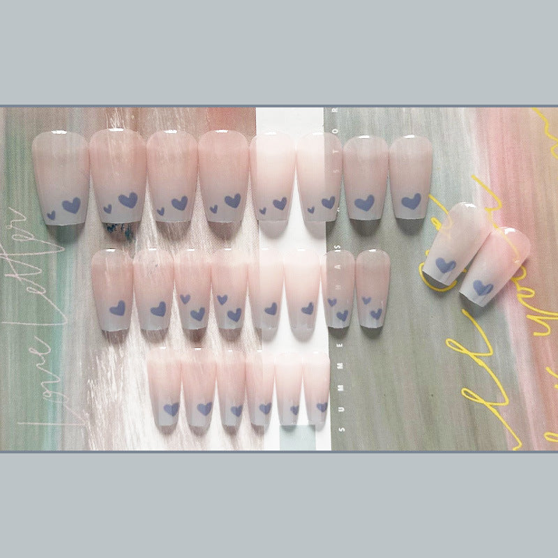 海洋爱心穿戴甲爱心指甲贴片渐变美甲片新款假指甲美甲贴片成品甲