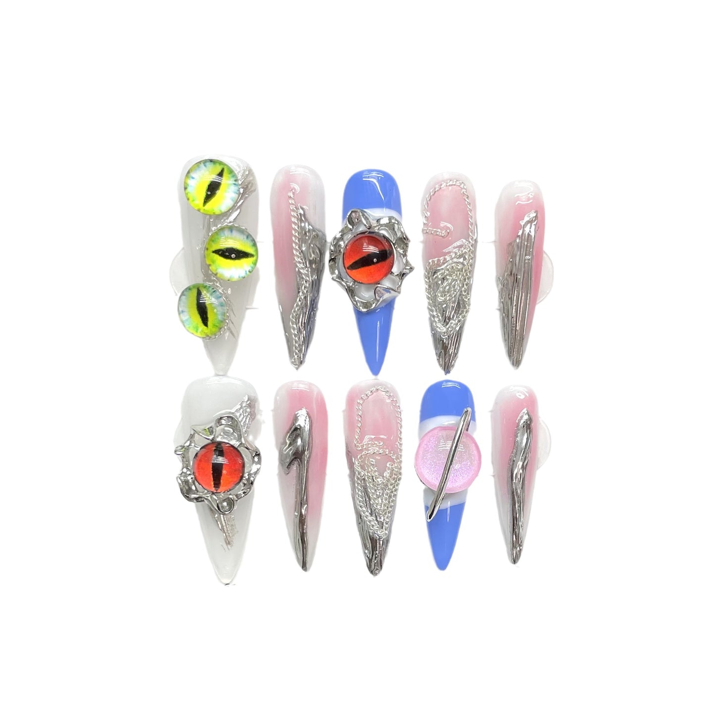 (reusable nail)"Europe and the United States" hand-worn armor demon pupil dark niche nail patch contrast fake nails wearable.