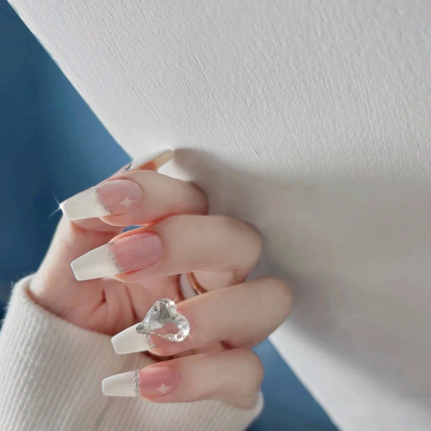 Fashion  nail Wear Armor Nail Stickers Nail Patch Fake Nails Detachable Peach Heart Long Nail Sticker X29