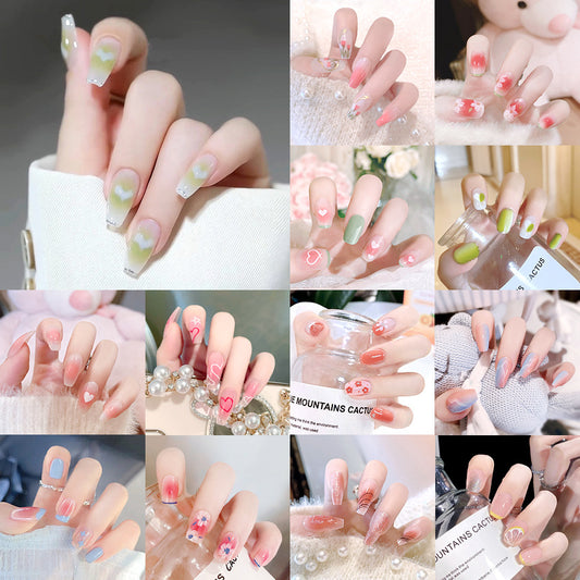 Fashion  nail Nail Stickers One Second Wearable Nail Sticker Wear Armor Nail Stickers Pure Desire Gradient Simple New Elegant