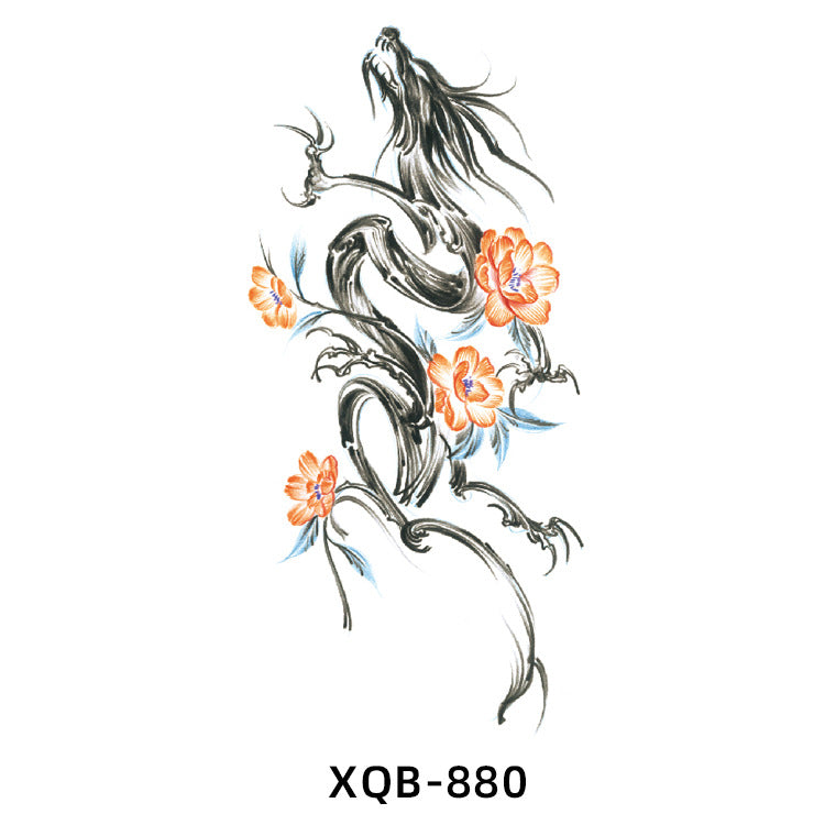 Free shipping Tattoo Small Full Arm Animal Tattoo Tattoo Sticker Half Sleeve Simulation Waterproof Black and White, Colored Flower Men and Women Tattoo Sticker Paper Wholesale