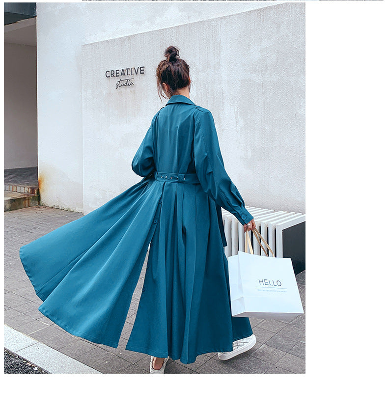 Fashion women's wear Real Shot Large Skirt Windbreaker Dress Women's Mid-Length 2024 Autumn and Winter Clothing New Waist Trimming Fashion Fashion Coat