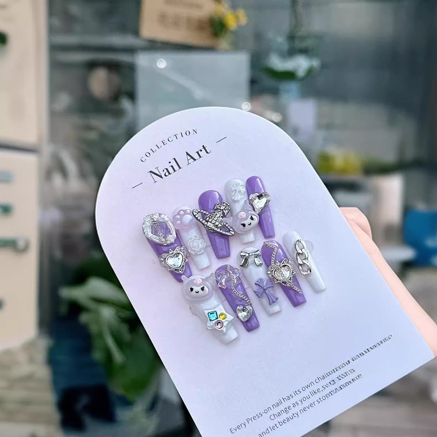 Fake Nails Nail Stickers Dream Purple Princess Style Clow M Hot Girl Wear Armor Handmade Can Be Repeatedly Made