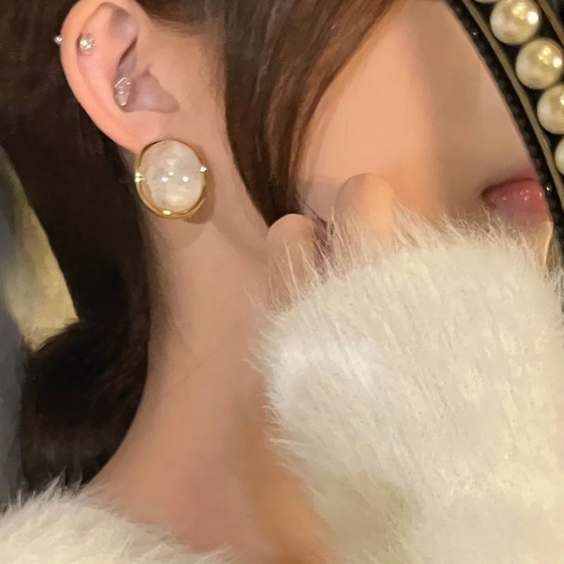 银针圆形几何复古耳环时尚气质耳钉小众百搭设计感通勤耳饰批发女