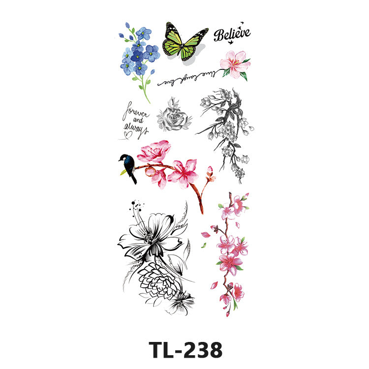 Free shipping Tattoo Factory Wholesale Fresh Tattoo Sticker Men's and Women's Flower Tattoo Stickers in Stock Direct Selling to Map Colorful Flowers