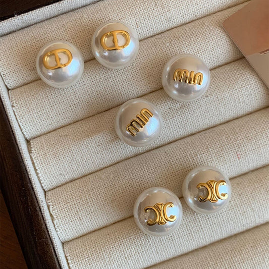 银针珍珠圆珠几何耳环法式优雅气质百搭耳钉个性轻奢时尚耳饰批发