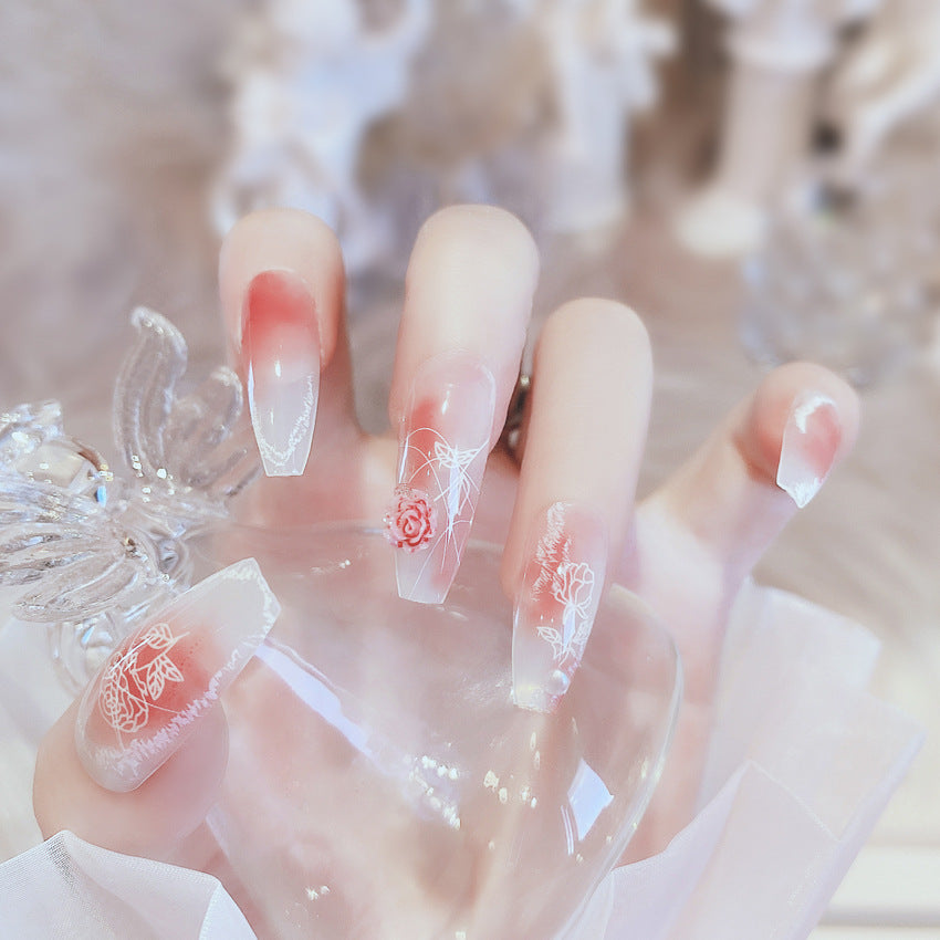 Fashion  nail Internet Celebrity Wearing Nail Art Rendering Fake Nail Patch Detachable Wearing Nail Wholesale 24 Pieces Nail Stickers X73