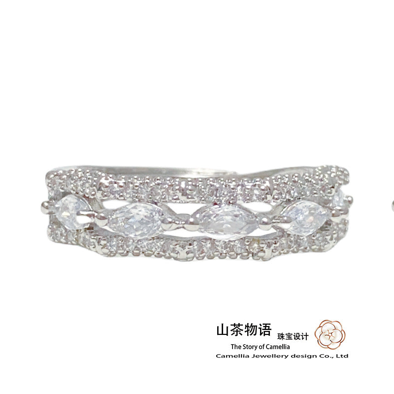 Camellia欧美六芒星ins粉粉戒指女 镀金时尚小众设计微调节食指戒