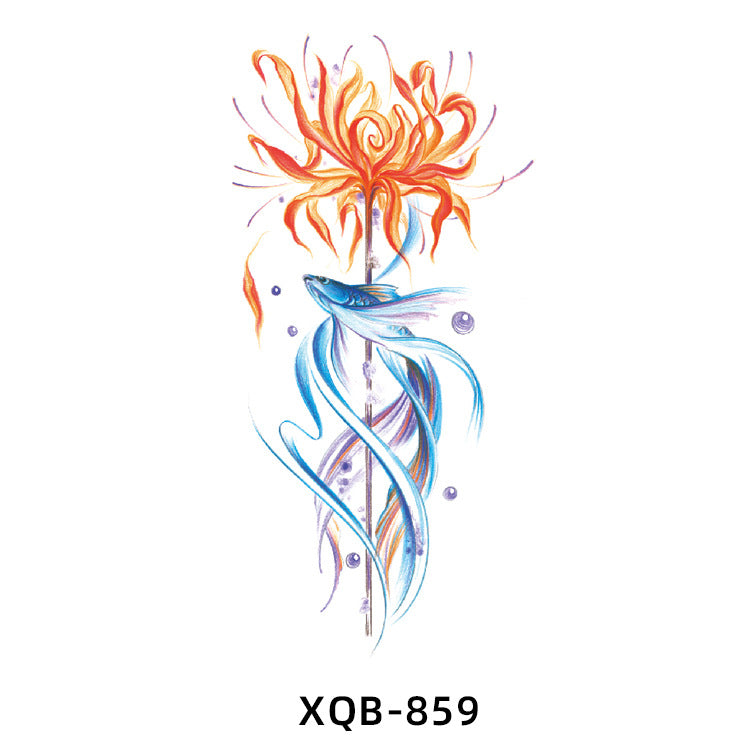 Free shipping Tattoo Small Full Arm Animal Tattoo Tattoo Sticker Half Sleeve Simulation Waterproof Black and White, Colored Flower Men and Women Tattoo Sticker Paper Wholesale