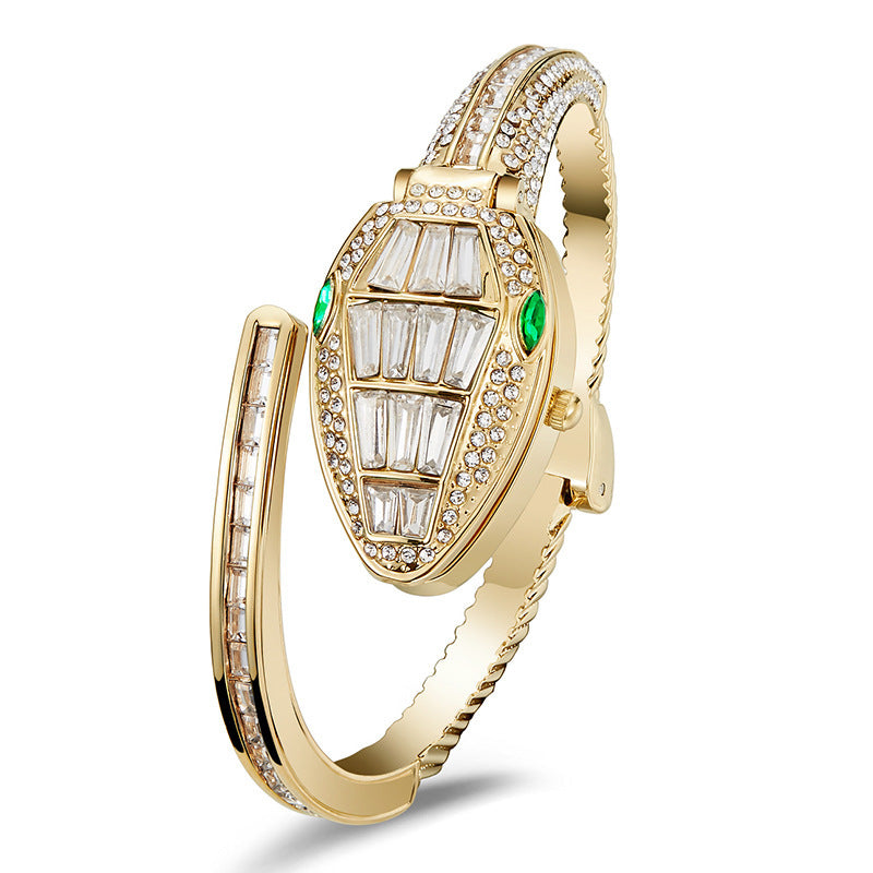 Fashion women's watchLight Luxury Women's Snake-Shaped Bracelet Light Luxury Opening Bracelet Watch Diamond-Embedded Personality Fashion Women's Watch Quartz Watch