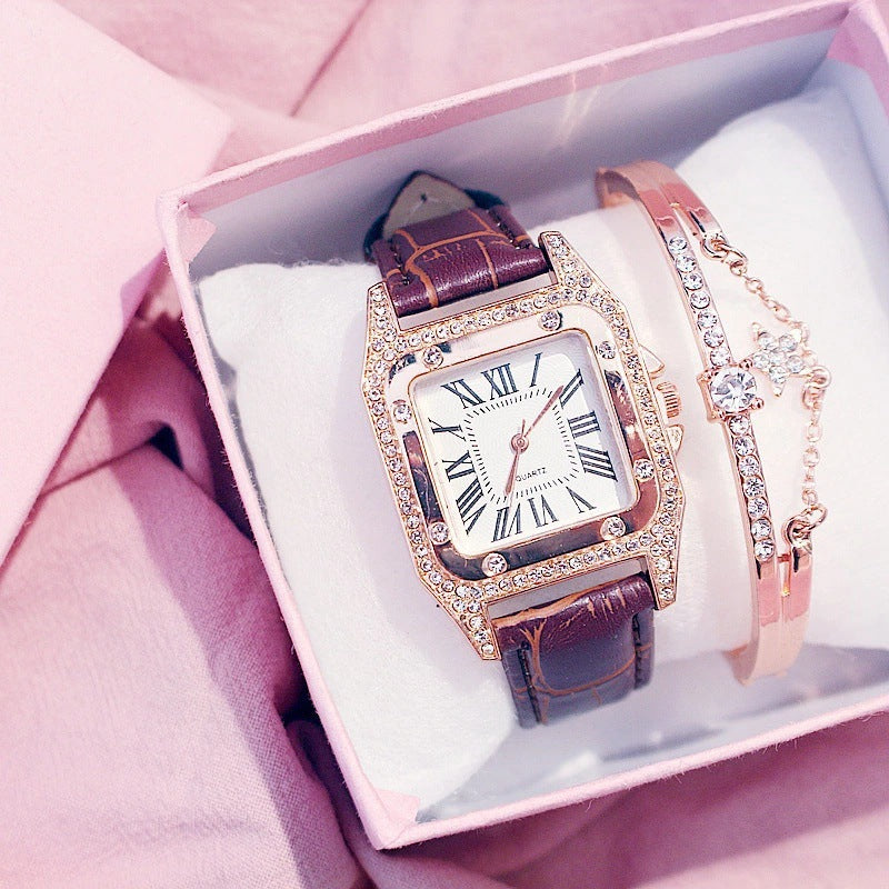 Women's fashion watch bracelets set INS style  Harajuku Preppy  Style Elegant Belt Fresh Mori Artistic style basic versatile