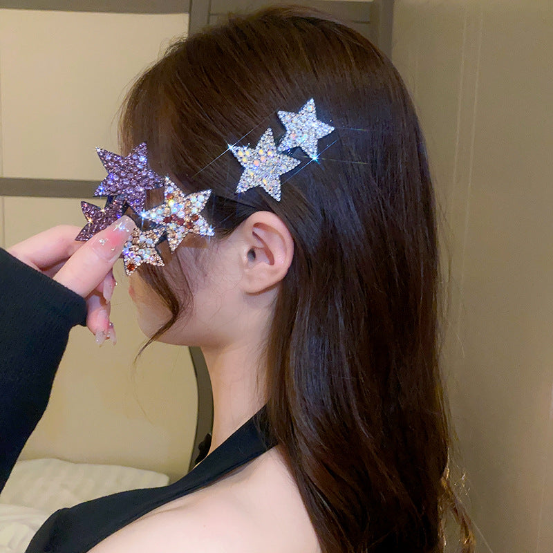镶钻超闪星星y2k发夹ins高级感气质BB夹小众甜酷风百搭发饰批发女