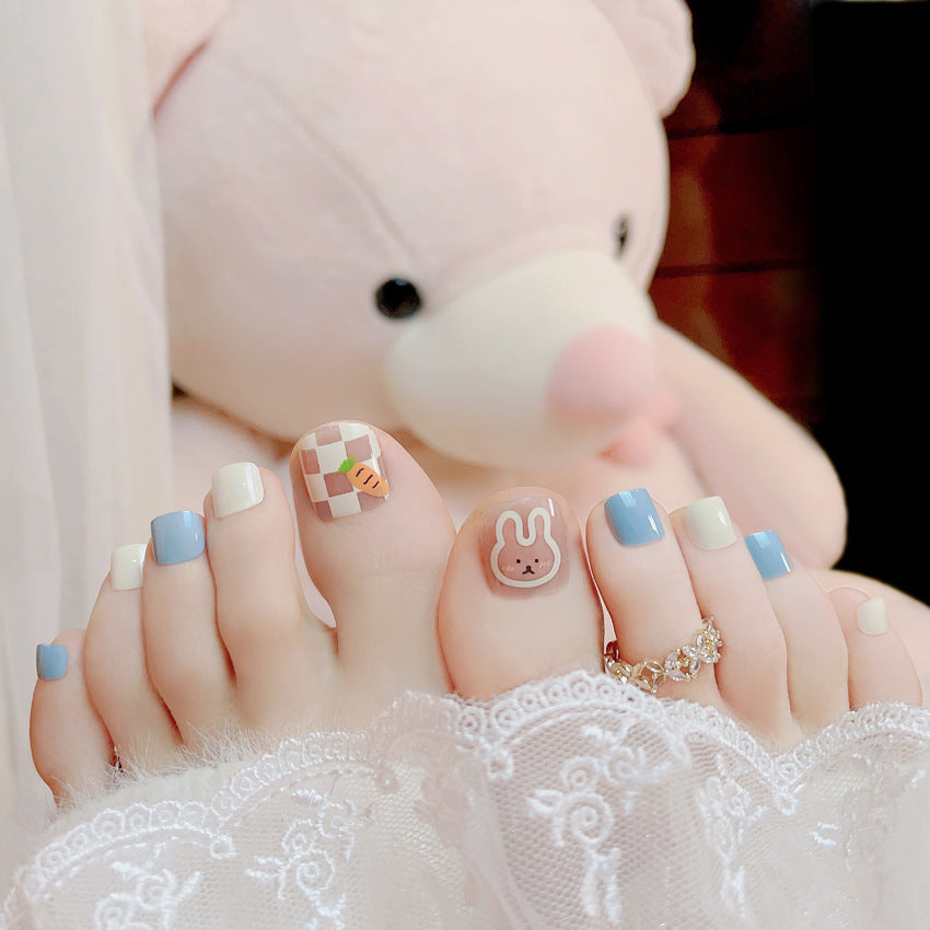 Fashion  nail Foot Nail Tip Nail Patch Finished Manicure Rabbit Wear Nail Removable Nail Tips Nail Tip Finished Product Wholesale J5