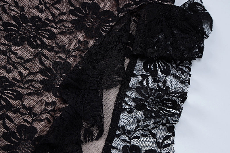 Fashion women's wear Sexy Black Lace Tube Top Dress 2024 Spring and Summer New Hot Girl Slim Slimming Sheath Slit Midi Skirt