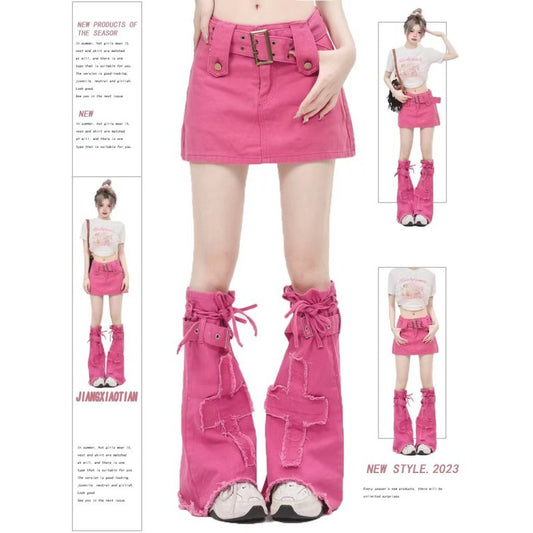 Free shipping  dopamine sweet cool wind fried street pink leg cover jeans cover women's summer new thin legs Mori outer wear pants