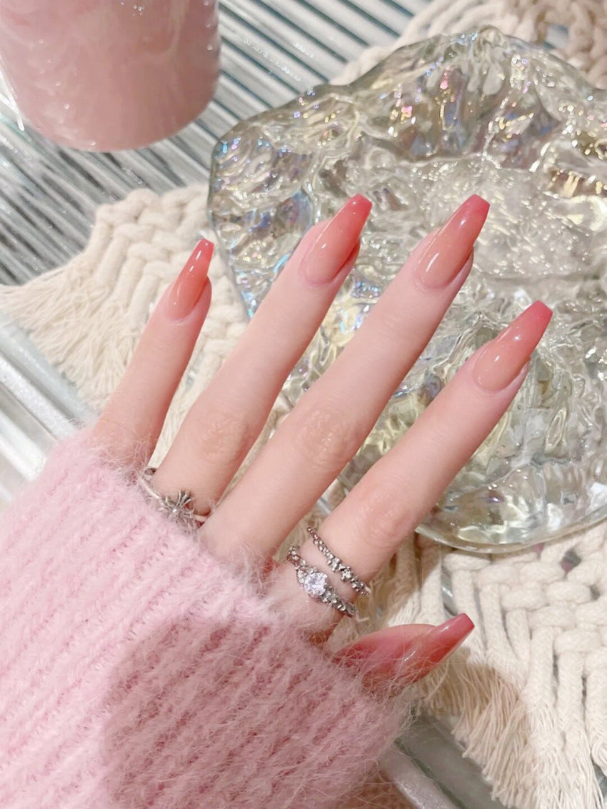 Fashion  nail Wearable Nail Sticker Gradient Wear Nail a Piece Nail Shaped Piece Removable Nail Patch Finished Product Y18