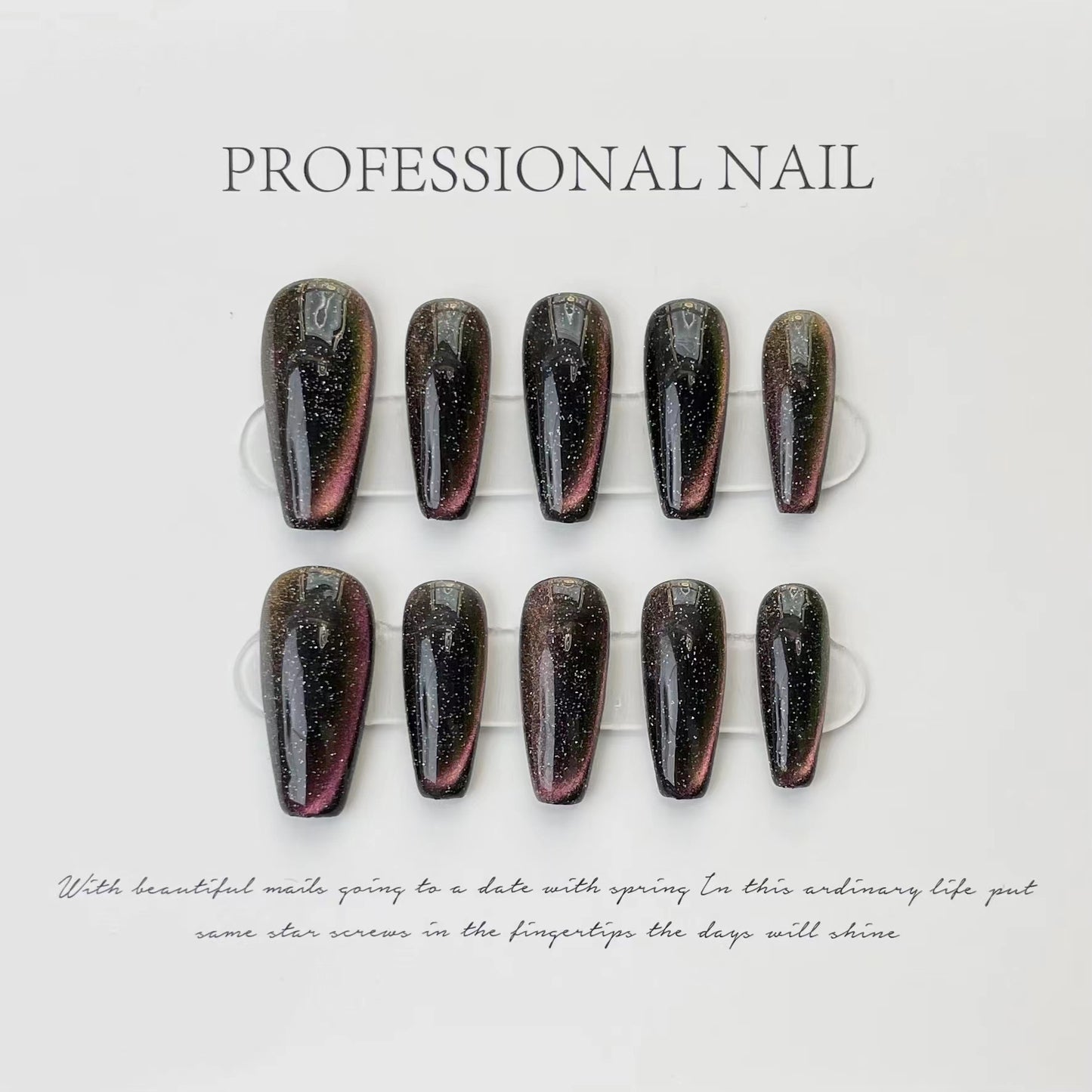 (reusable nail)Black-Jifeng Manicure Wearing a Black Chain Stereorelief Original Handmade Wearing a Nail Factory Wholesale