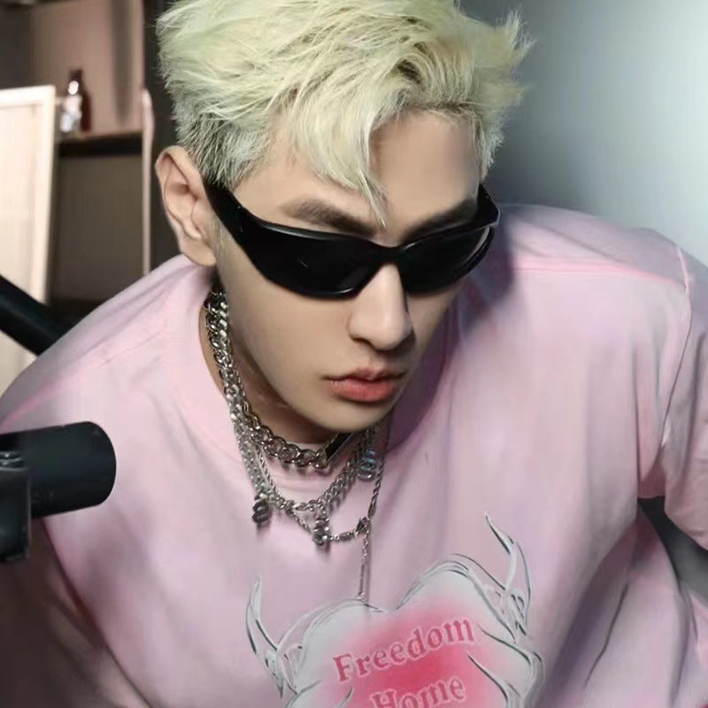 Women's fashion glasses 墨镜女夏高级感欧美复古科技感赛博朋克骑行运动男飞行员眼镜