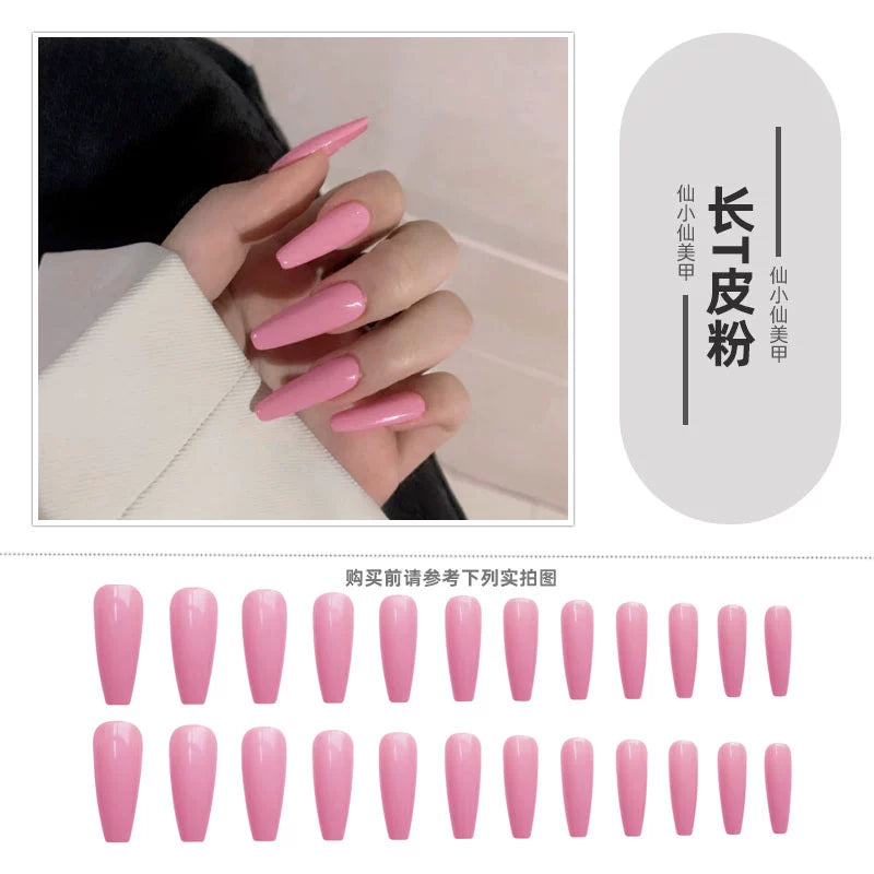 (Hand-made nail)猩红玛丽尖头欧美风暗黑cos舞蹈假指甲片成品延长穿戴美甲贴nail