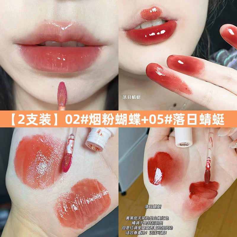 镜面水光玻璃口红唇釉女持久不易掉色口红平价学生番茄奶茶色泡泡唇釉