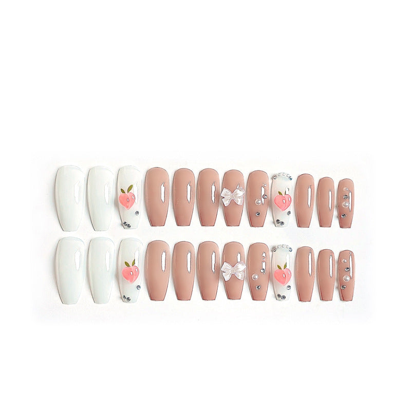 Fashion  nail Fake Nail Patch Wear Nail Finished Product Nail Tip Nail Stickers Disassembly Patch Female Juicy Peach Nail Stickers Y38