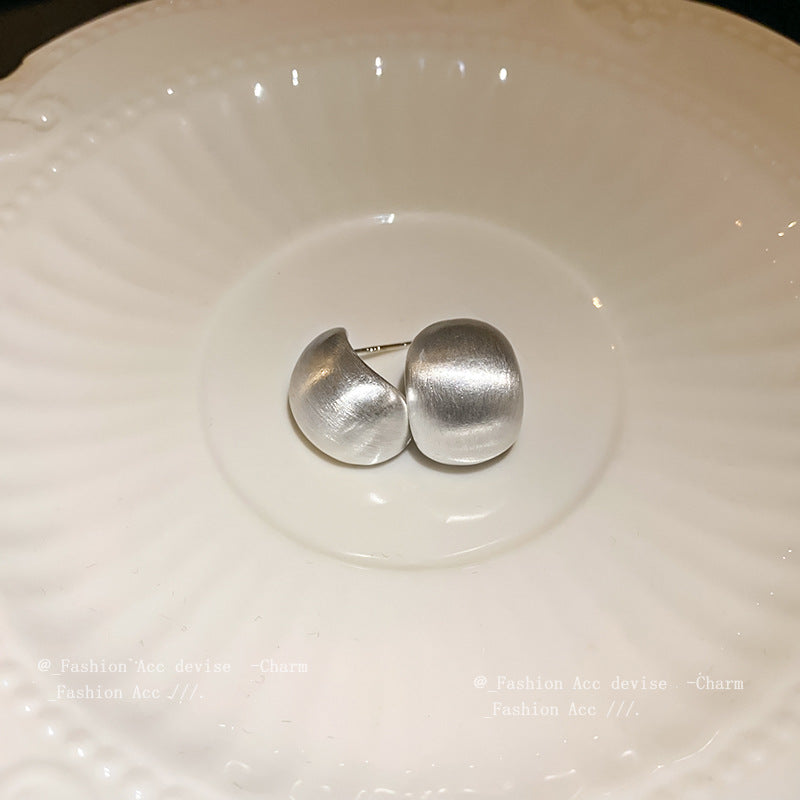 银针拉丝几何豆豆耳环小众冷淡风气质耳钉时尚简约设计感耳饰批发