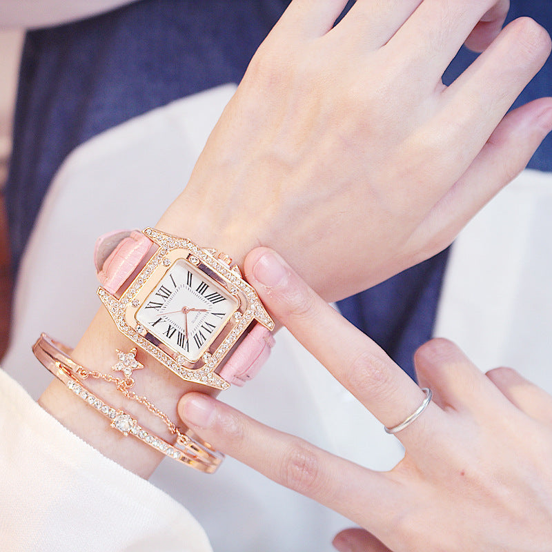 Women's fashion watch bracelets set INS style  Harajuku Preppy  Style Elegant Belt Fresh Mori Artistic style basic versatile