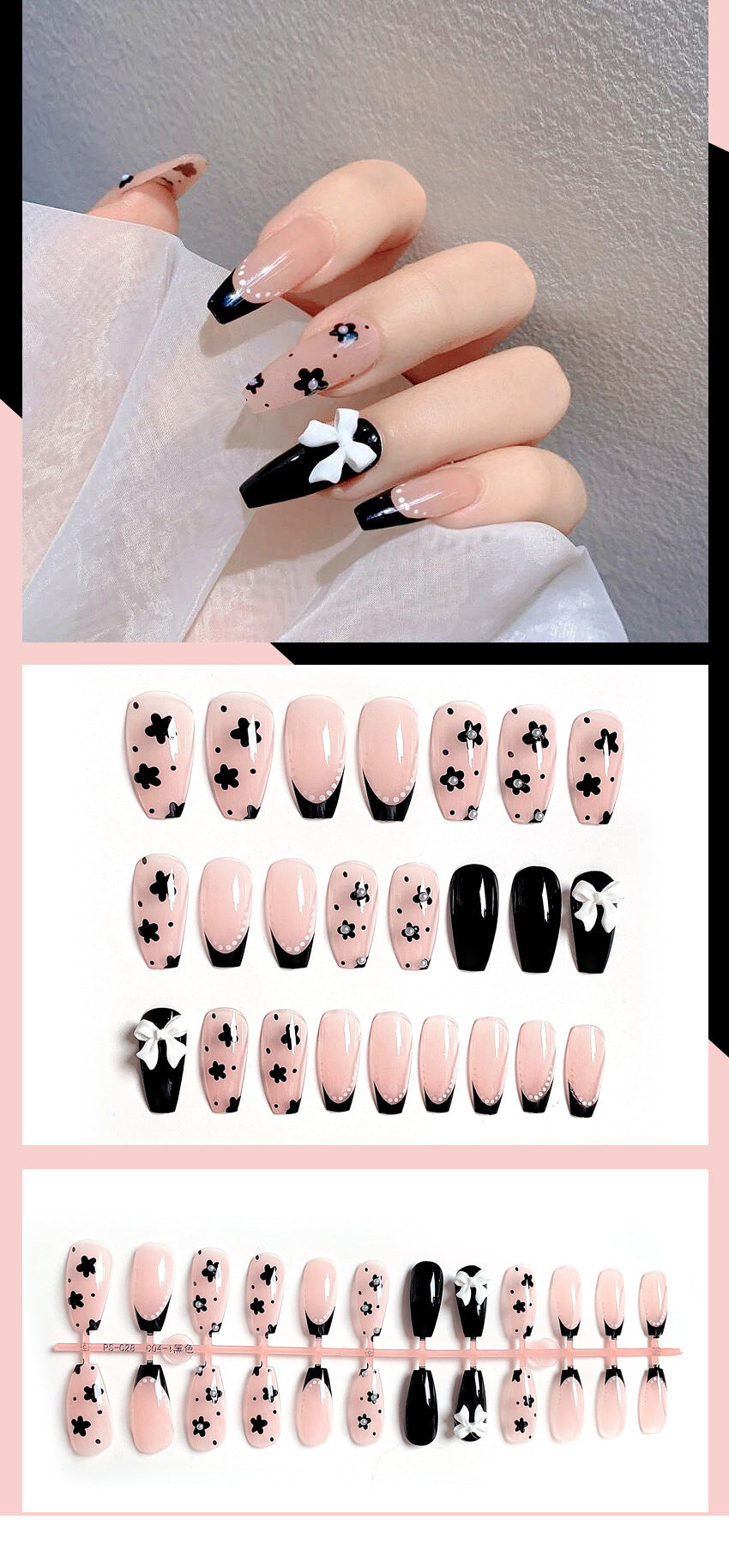 Fashion  nail Wear a Nail Stickers Nail Patch Fake Nails Detachable Bow Nail Tip Nail Sticker X14