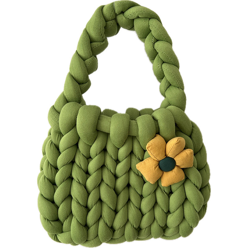Dopamine Bag Free shipping Tattoo Dopamine flower Icelandic wool bag DIY hand-woven bag thick wool material bag hand-woven homemade women's bag