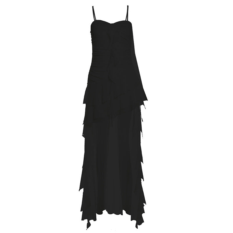 Free shipping  new women's clothing solid color slim-fitting high-waisted fashion one-word collar suspender dress women dress