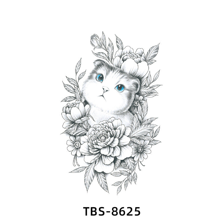 Free shipping Tattoo New Wholesale Small Flower Arm Waterproof Tattoo Sticker Half Sleeve Arm Back Color Animal Skull European and American Tattoo Sticker Paper