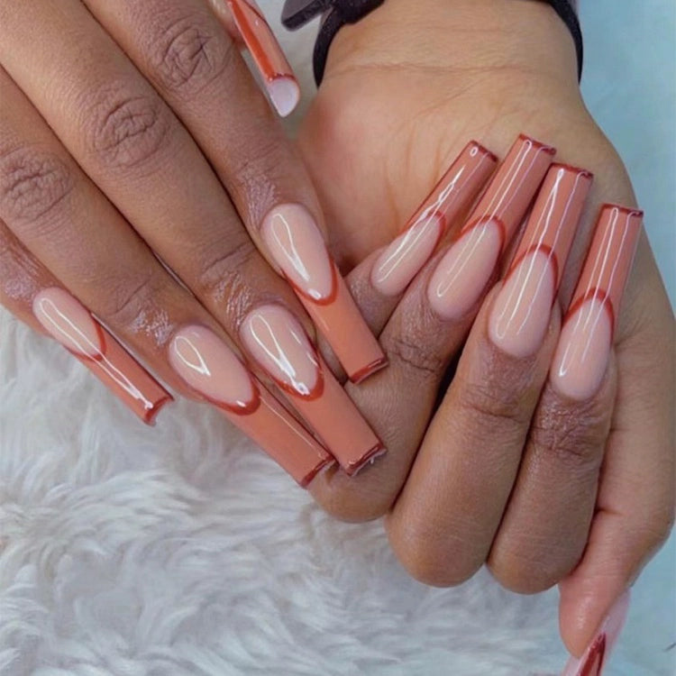 (Hand-made nail) super long hot girl wears nail chips, glitter nail patches, fake nail stickers, and finished products, sexy and exaggerated, European and American style wearables