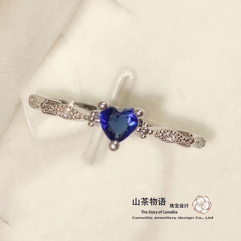 Camellia复古新款仿碧玺彩宝戒指 小富婆直播热卖伦敦蓝刚玉指环