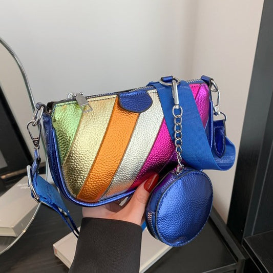 Dopamine Bag Free shipping Tattoo Cross-border dopamine contrasting color messenger bag women's 2024 summer new fashionable color shoulder bag casual versatile small square bag