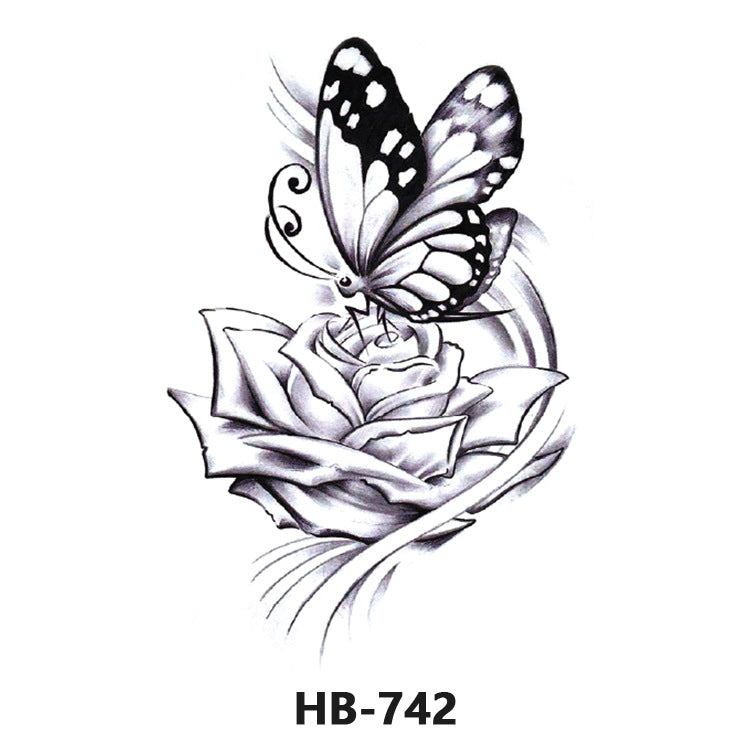 Free shipping Tattoo Wholesale Flower Arm Rose Half Sleeve Black and White Thigh Waterproof Fox Animal Dark Internet Celebrity Scar Covering Tattoo Sticker