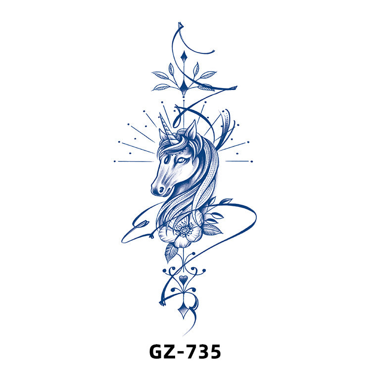 Free shipping Tattoo Cross-Border Herbal Semi-Permanent Tattoo Sticker Men's and Women's Waterproof Sweat-Proof Juice Half Sleeve Real-Proof Tattoo Letter Sticker Tattoo