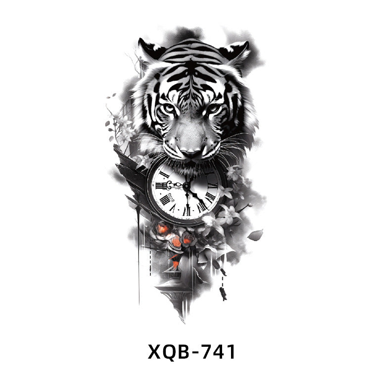 Free shipping Tattoo In Stock Wholesale Small Full Arm Tattoo Sticker Waterproof Sweatproof Tiger Animal Flower Men and Women Black and White, Colored Tattoo Sticker Paper