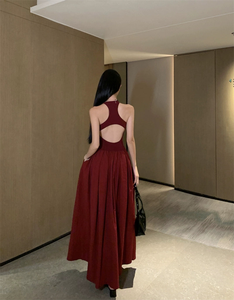 Fashion women's wear New Chinese Style Printed Sleeveless Dress Women's New Waist-Tight Elegant High-Grade Pettiskirt Autumn and Winter Formal Dress