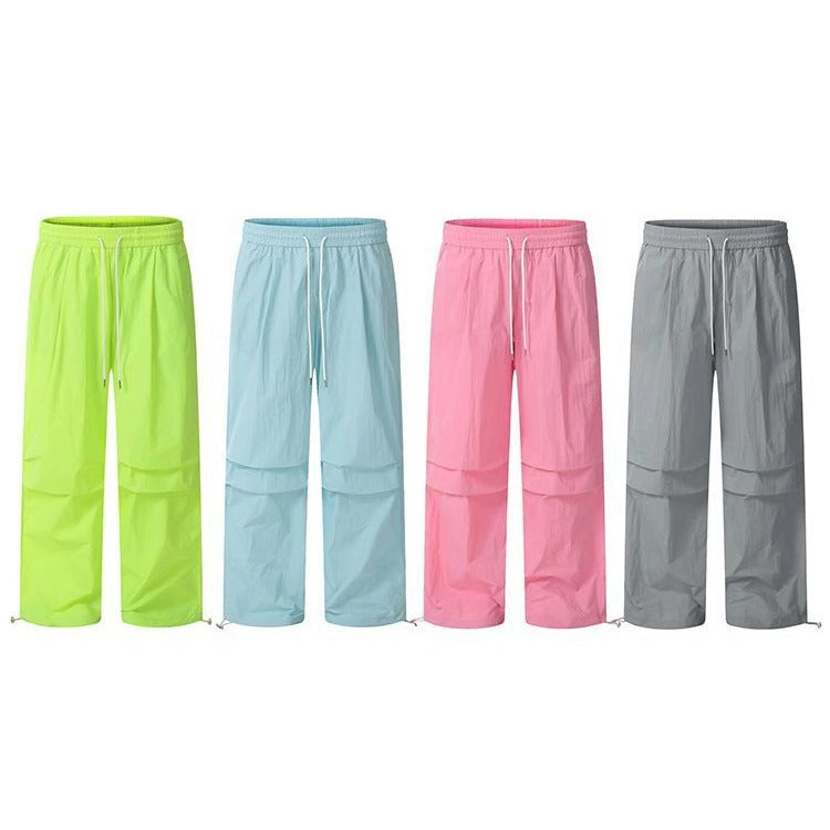 Dopamine pants Free shipping Tattoo American dopamine retro quick-drying drawstring overalls men's and women's loose casual light landing wide-leg paratrooper pants