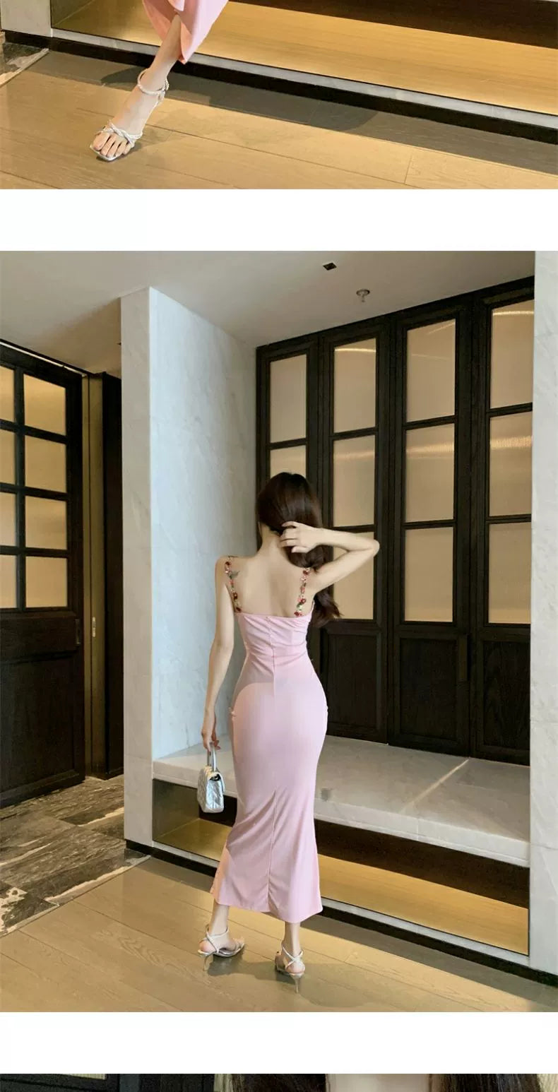 Fashion women's wear Sexy French Style Fishtail Hip Spaghetti Straps Dress Women's Early Spring High-Grade Super Beautiful Style Battle Gown