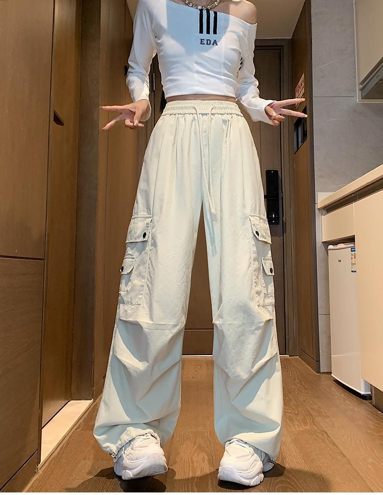 Dopamine pants Free shipping Tattoo Dopamine handsome overalls ins women's spring and autumn summer loose American retro slim straight casual wide-leg pants