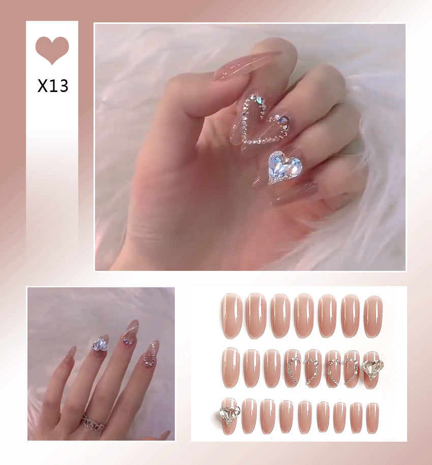 Fashion  nail Fake Nails Crystal Iced Butterfly Nail Art Nail Patch Bow Ballet Rhinestone Nail Beauty Nail Tip Wear Nail