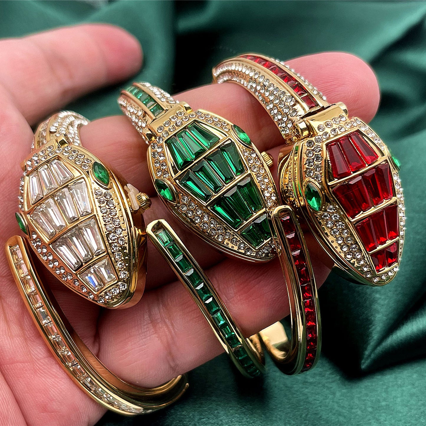 Fashion women's watch2023 New Product Best-Selling Diamond Snake Bangle Watch Snake Bracelet Quartz Open Watch Cross-Border E-Commerce Hot Sale