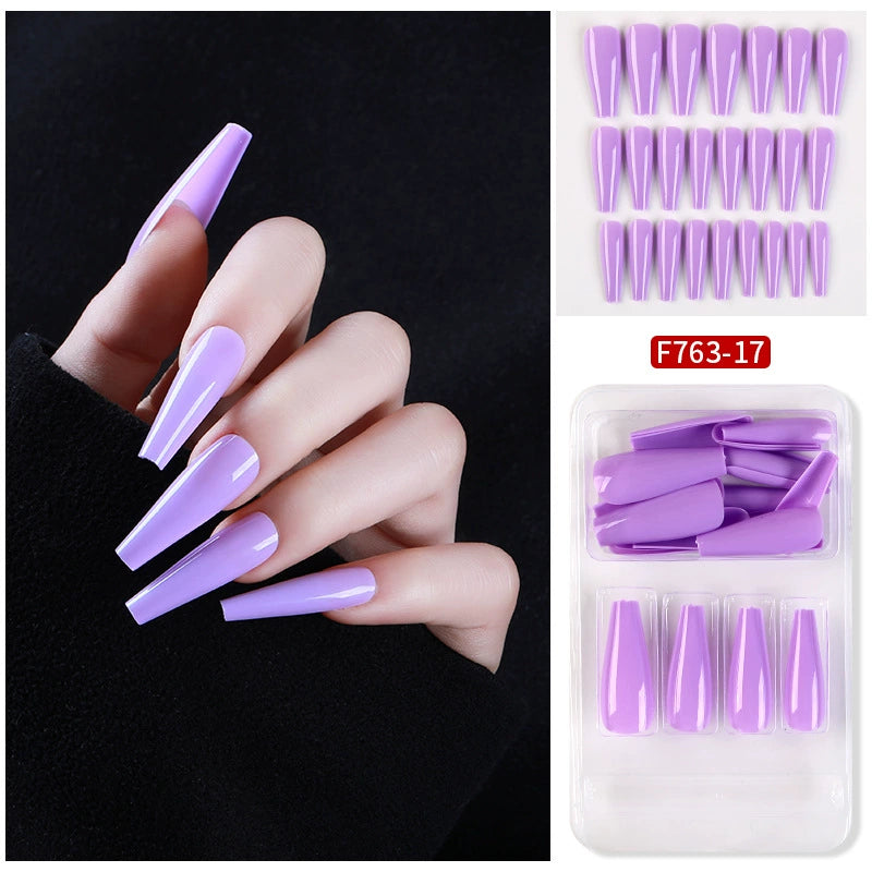 (Hand made nail) Nail patches for wearing ins long ballet nails, European and American nail patches, detachable 24 pieces for wearing finished nail patches
